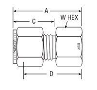 BSP Taper Female Connector for fractional tube - dimensions