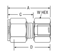 BSPP Gauge Connector for metric tube - dimensions