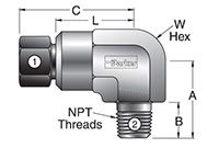 CBMP7 MPI™ to Male NPT Elbow - dimensions