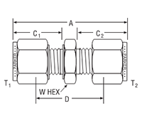 Conversion Union for metric tube - dimensions