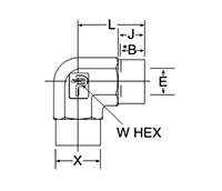 Elbow, Tube Socket End - Both Ports - dimensions