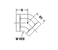 Female Elbow 45° FVE - dimensions