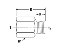 Female NPT to Male BSPP Adapter - dimensions