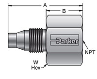 GM7 MPI™ Male End to Female NPT - dimensions