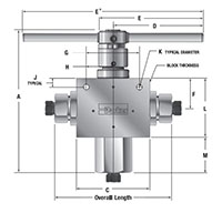 MAB MPI™ Series 3 Way Ball Valves - dimensions