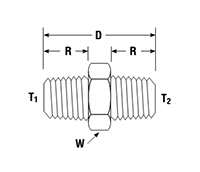 Male Hex Nipple NPT to BSP Taper - dimensions