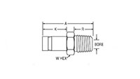 NPT Tube End Male Adapter for fractional tube - dimensions