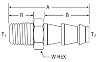 Push-Lok to Male Adapter for fractional tube - dimension