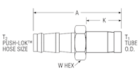 Push-Lok to Tube Adapter for fractional tube - dimension