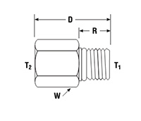 Straight Thread Reducer Expander F5OG5 - dimensions