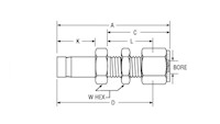 Tube End Bulkhead Adapter for fractional tube - dimensions