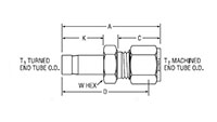 Tube End Converter for fractional tube to metric tube - dimensions