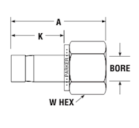 Tube End NPT Female Adapter for fractional tube - dimensions