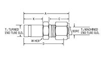 Tube End Reducer for fractional tube - dimensions