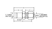 Tube End Reducer for metric tube - dimensions