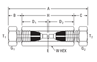 Union Connector - Low Dead Volume for fractional tube – dimensions