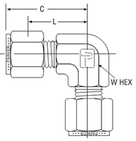 Union Elbow for fractional tube - dimensions