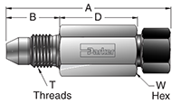 X42HBMP7 Medium Pressure to MPI™ Connector - dimensions