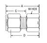 BSP Taper Female Connector for metric tube - dimensions