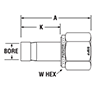 BSPP Female Adapter for metric tube - dimensions