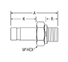 BSPP Tube End Male Adapter for fractional tube - dimensions