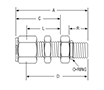 Bulkhead to Conversion Adapter for fractional tube – dimensions