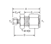 Column End Fitting - with Frit for fractional tube – dimensions