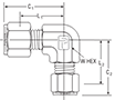 Drop Size Elbows for fractional tube - dimensions