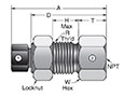 GH2BMP7 MPI™ Bulkhead to Female NPT Connector - dimensions