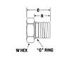 Hex Head Plug P5ON - dimensions