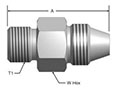 M40HX44 Type "M" Male by X44 Male - dimensions