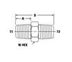 Male Hex Nipple MHN - dimensions