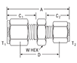 Reducing Union for fractional tube - dimensions