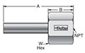 T7HG MPI™ Tube Stub to Female NPT Pipe - dimensions