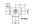 Tee, Tube Socket End - All 3 Ports - dimensions