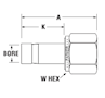 Tube End NPT Female Adapter for metric tube - dimensions