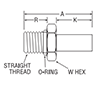 Tube End to SAE Straight Thread Adapter for fractional tube - dimensions