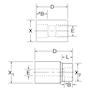 Union, Tube Socket End - Both Ports – dimensions