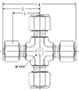 Union Cross for metric tube - dimensions