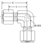 Union Elbow for fractional tube - dimensions